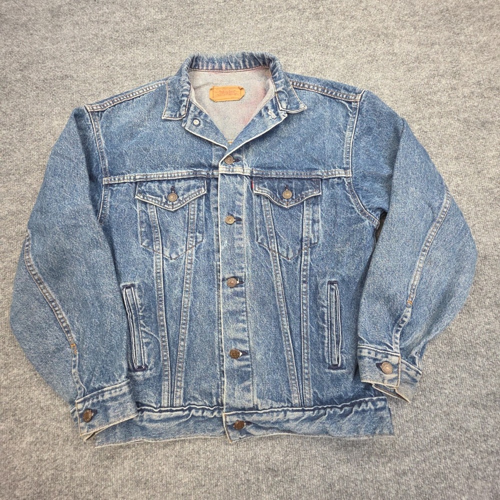Vintage Levi's Denim Jean Jacket Women's XL Blue 57508 USA *Stained USA